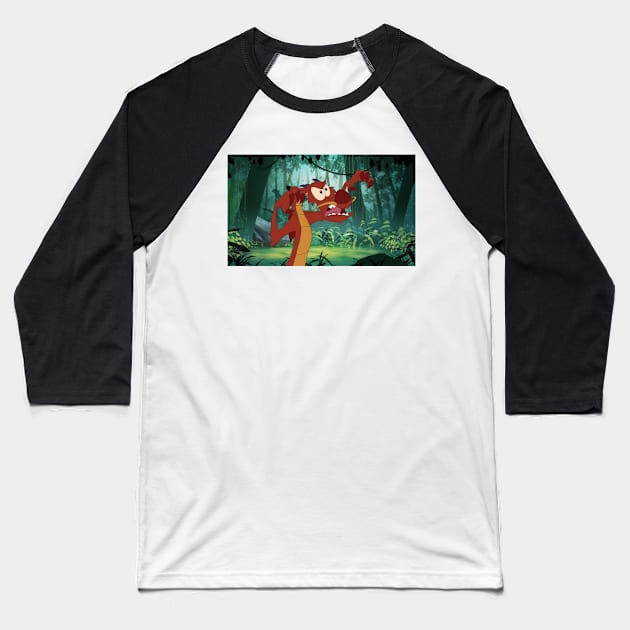 Mighty Mushu Baseball T-Shirt by Whovian03